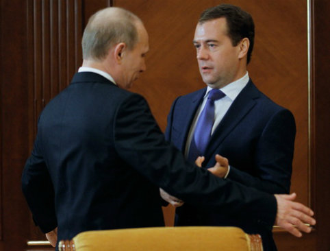 В. Путин и Д. Медведев